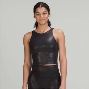 Lululemon high neck align bra cropped tank top size 12 Radiate Foil Print Black